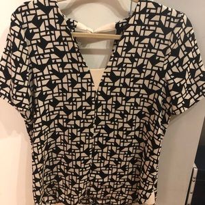 Zara - Double V Neck Geoprint Blouse